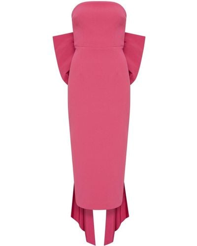 Rebecca Vallance Anais Oversize-bow Strapless Midi Dress - Pink