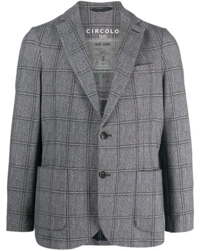 Circolo 1901 Plaid-check Single-breasted Blazer - Gray