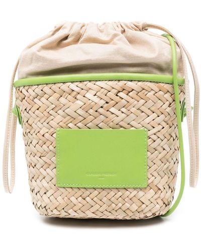 Claudie Pierlot Mini Straw Bucket Bag - Natural