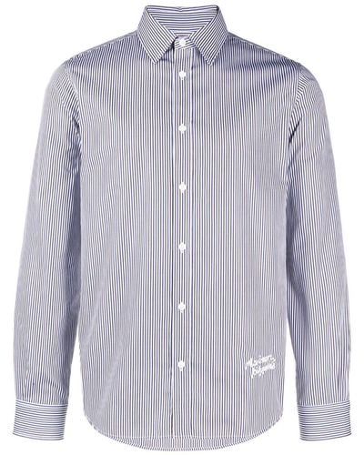 Maison Kitsuné Stripe-print Cotton Shirt - Blue