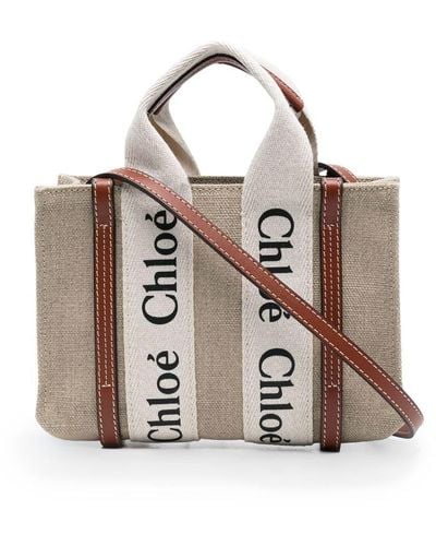 Chloé Woody Linen Tote Bag - Multicolour