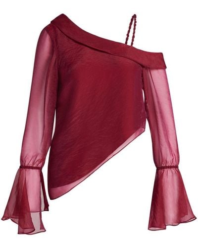 Aje. One-shoulder Asymmetric Blouse - Red
