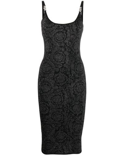 Versace バロッコパターン ドレス - ブラック
