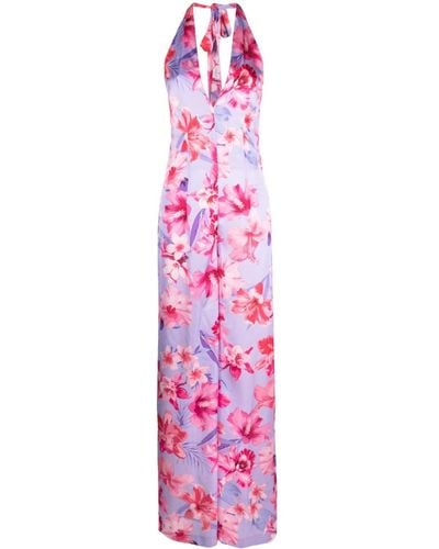 Pinko Floral-print Satin Jumpsuit - Pink