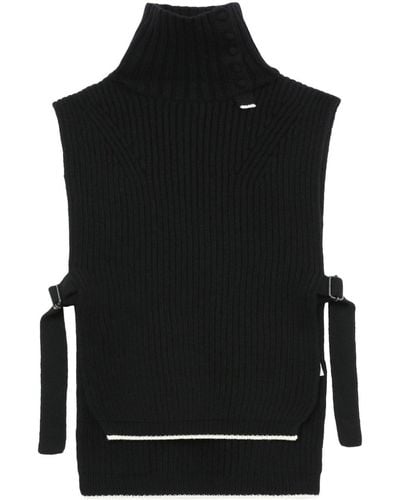 Y's Yohji Yamamoto Ribbed-knit Roll-neck Wool Vest - Black