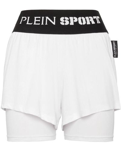 Philipp Plein Pantalones cortos con logo en la cinturilla - Blanco