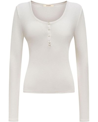 12 STOREEZ Henley Long-sleeve T-shirt - White