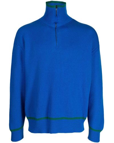 Pringle of Scotland Half-zip Fastening Wool Sweater - Blue