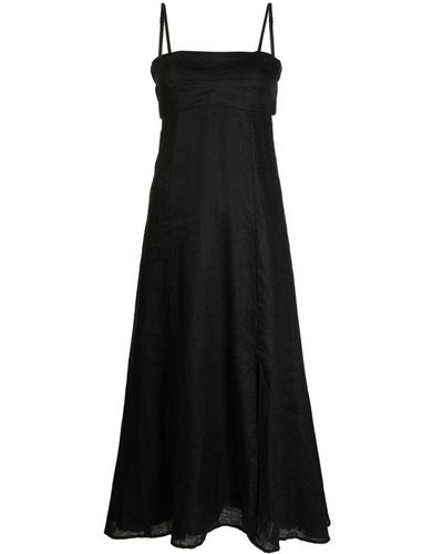 Faithfull The Brand Square-neck Linen Midi Dress - Black