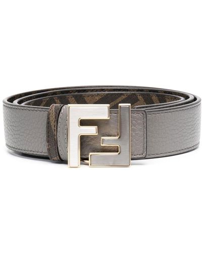 Fendi Ff Monogram Buckle Belt - Gray