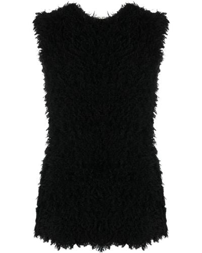 Totême Textured Sleeveless Silk Top - Black
