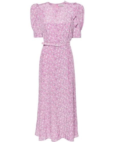 Alessandra Rich Clover-print Silk Midi Dress - Women's - Cupro/silk/polyamide - Purple