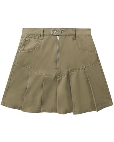Izzue Pleated Denim Miniskirt - Green