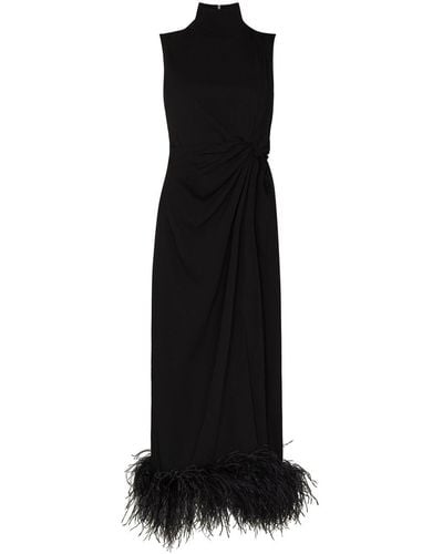 16Arlington Maika フェザートリム ドレス - ブラック