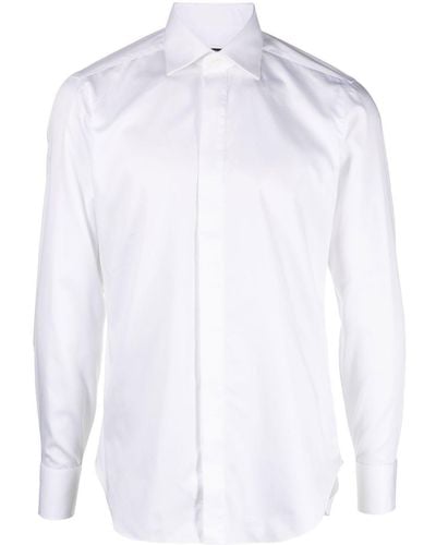 Barba Napoli Overhemd Met Enkele Rij Knopen - Wit