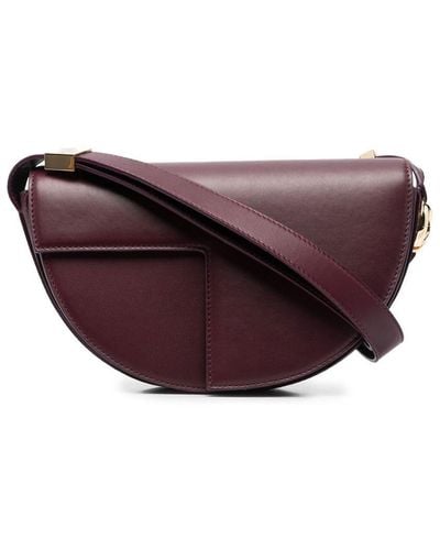 Patou Paneled Calf-leather Shoulder Bag - Purple