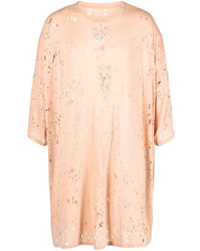 MM6 by Maison Martin Margiela Oversized Distressed T-shirt - Natural