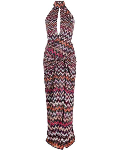 Missoni Zigzag-print Halterneck Maxi Dress - Multicolor