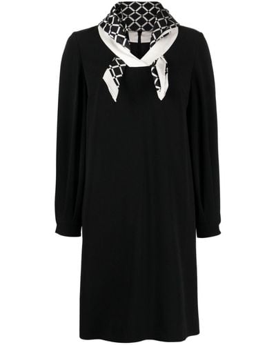 Paule Ka Attached-scarf Crepe Midi Dress - Black