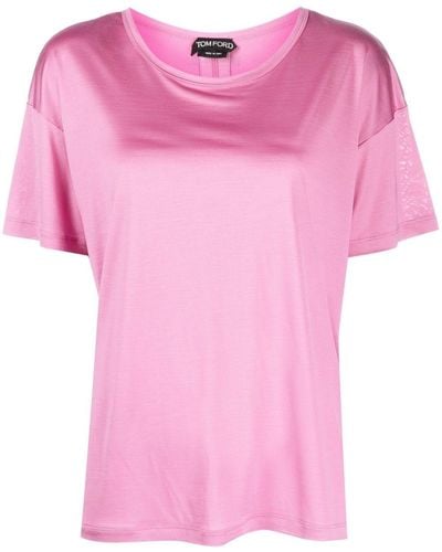 Tom Ford Logo-patch Short-sleeved Silk T-shirt - Pink