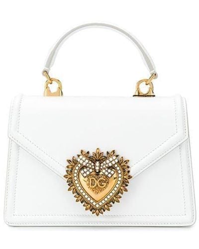 Dolce & Gabbana Small Devotion Leather Top-handle Bag - White