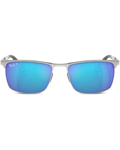 Ray-Ban Chromance Sonnenbrille mit Logo-Schild - Blau