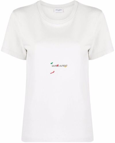 Saint Laurent Splatter Logo T-shirt - White