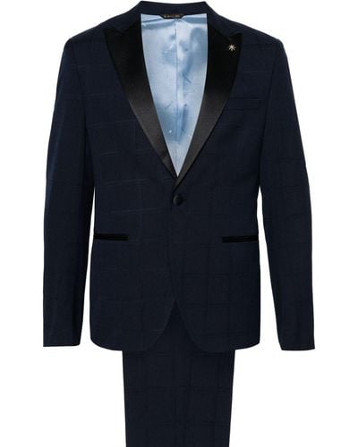 Manuel Ritz Plaid-check Single-breasted Suit - Blue