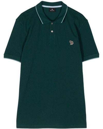 PS by Paul Smith Zebra-patch Organic-cotton Polo Shirt - Green