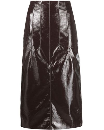 Matériel High-waist Vinyl Pencil Skirt - Brown