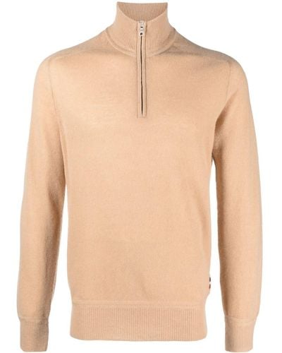 Orlebar Brown Lennard Kaschmirpullover mit Reißverschluss - Natur