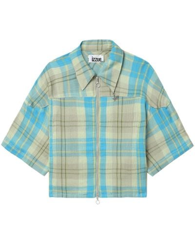 Izzue Plaid-check Cotton Shirt - Blue