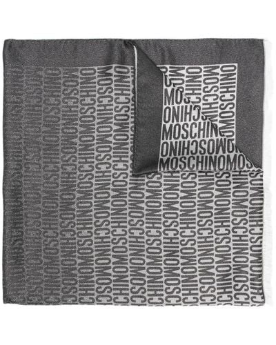 Moschino Logo-print Solid-border Scarf - Gray