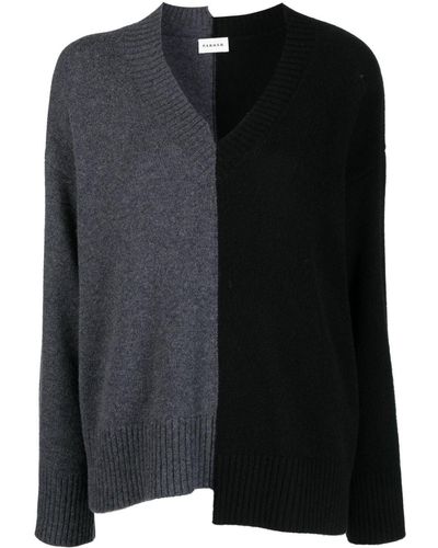 P.A.R.O.S.H. Asymmetric V-neck Sweatshirt - Black