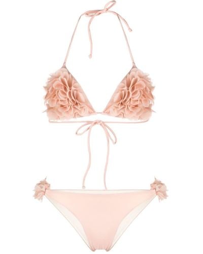 LaRevêche Shayna Floral-appliqué Bikini - Pink