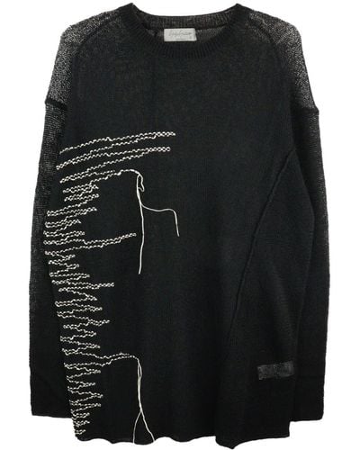 Yohji Yamamoto Stitch-detail Fine-knit Sweater - Black