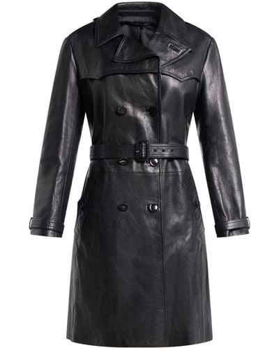 Tom Ford Manteau en cuir à taille ceinturée - Noir