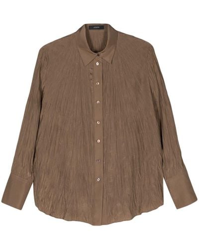 JOSEPH Habotai Bercy Silk Shirt - Brown