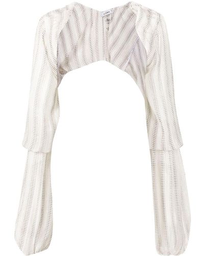 Amir Slama Stripe-print Long-sleeve Bolero - White