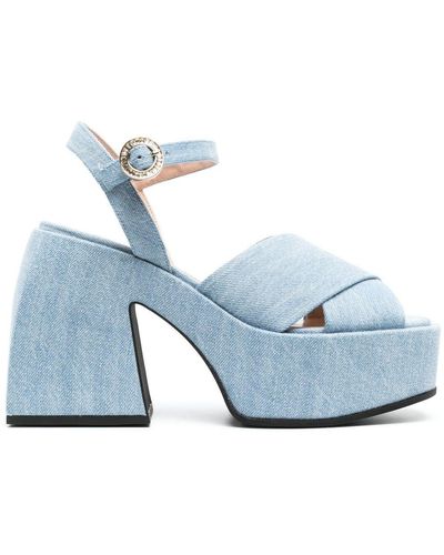 NODALETO Bulla Joni Denim Sandalen - Blauw