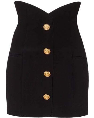 Balmain Buttoned Tulip Miniskirt - Black
