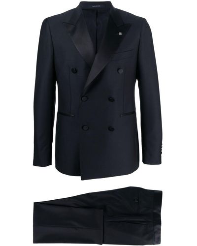 Tagliatore Double-Breasted Virgin-Wool Two-Piece Suit - Blue
