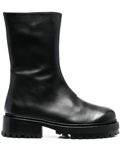 Nicole Saldaña Zip-up Leather Boots - Black
