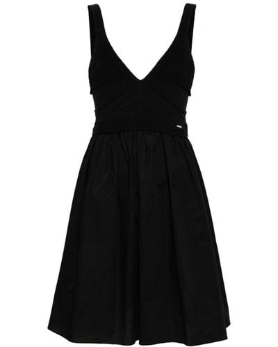 Liu Jo Knitted Paneled Minidress - Black