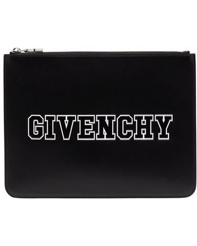 Givenchy ジバンシィ ロゴ レザークラッチバッグ - ブラック