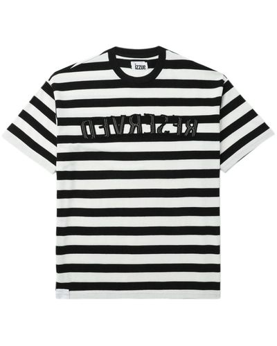 Izzue Striped Reverse-appliqué T-shirt - Black