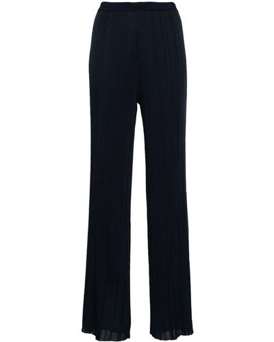 Gentry Portofino Ribbed-knit Straight-leg Trousers - Blue