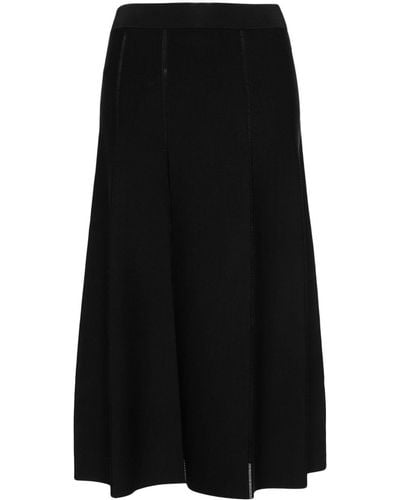 Zimmermann Ribbed-knit A-line Midi Skirt - Black