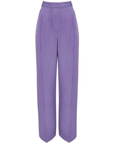 Victoria Beckham High-waist Pleated Palazzo Pants - Purple