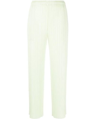 Pleats Please Issey Miyake Pantalon court à design plissé - Blanc